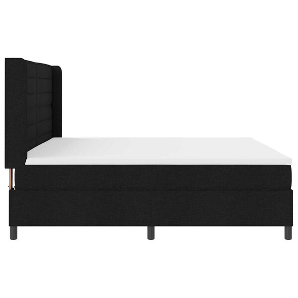 vidaXL Κρεβάτι Box Spring με Στρώμα & LED Μαύρο 200x200 εκ Ύφασμα
