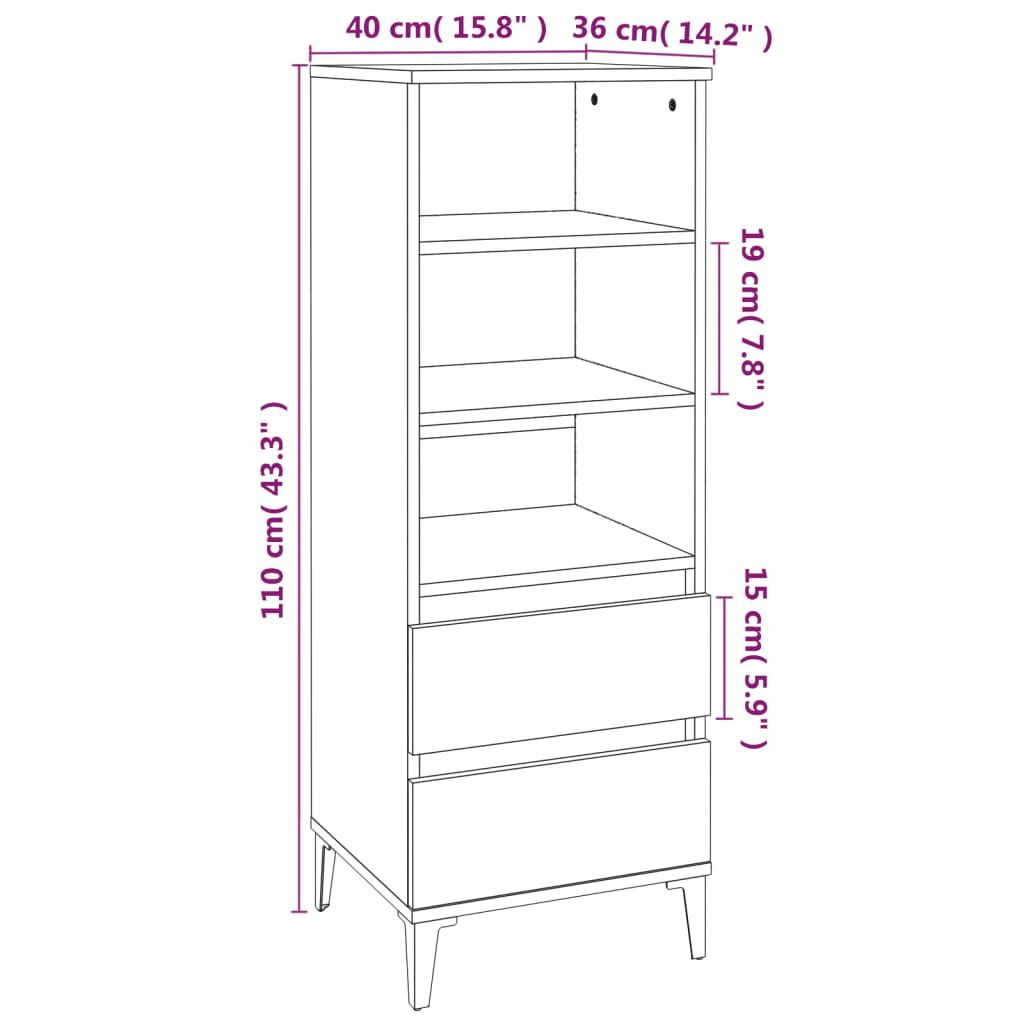 vidaXL Ντουλάπι Λευκό 40 x 36 x 110 εκ. από Επεξεργασμένο Ξύλο