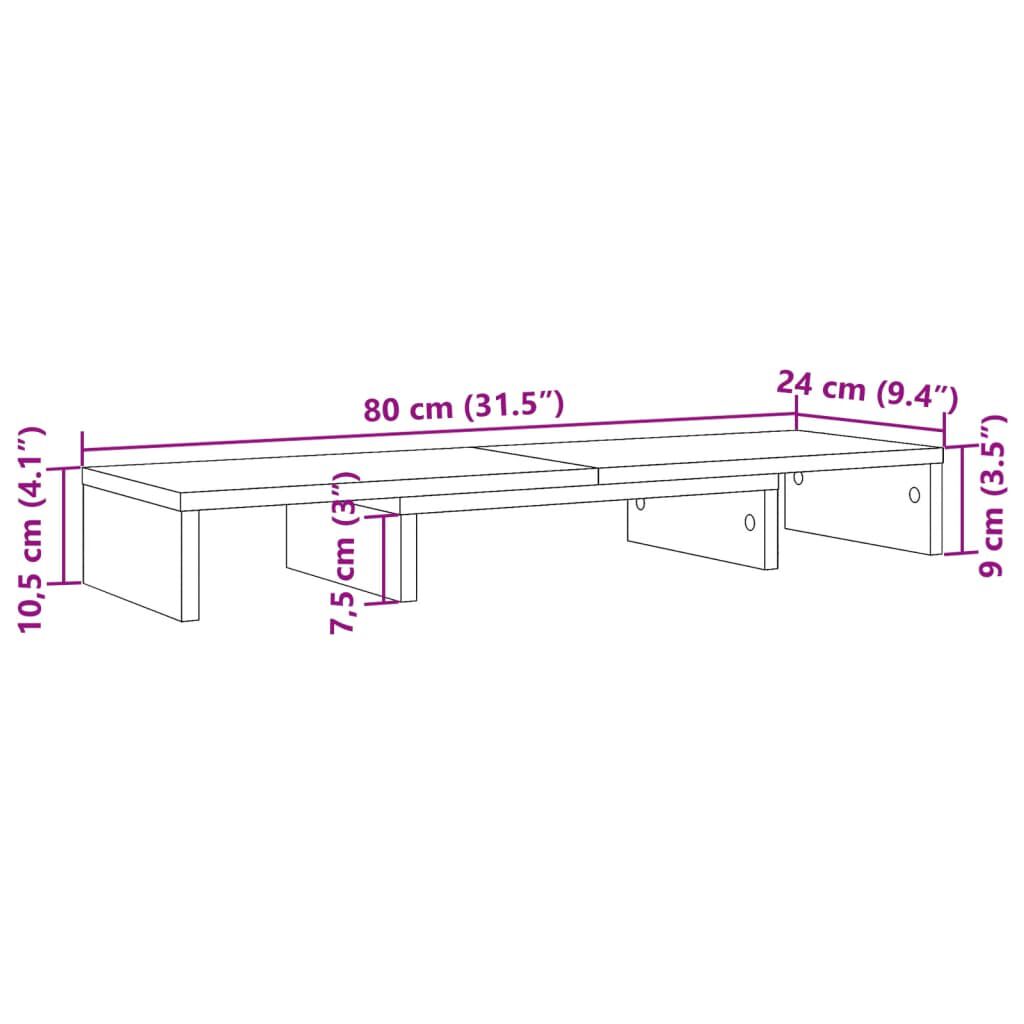 vidaXL Βάση Οθόνης Ρυθμιζ. Αρτισιανή Δρυς 80x24x10,5 εκ. Επεξεργ. Ξύλο