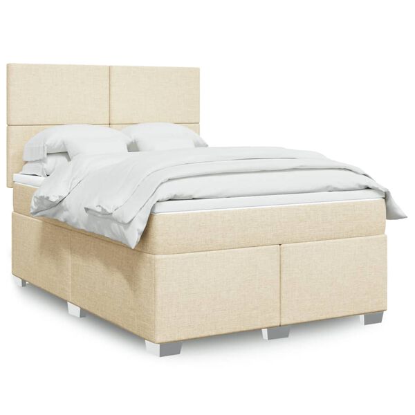 vidaXL &Kappa;&rho;&epsilon;&beta;ά&tau;&iota; Boxspring &mu;&epsilon; &Sigma;&tau;&rho;ώ&mu;&alpha; &Kappa;&rho;&epsilon;&mu; 140x190 &epsilon;&kappa;. &Upsilon;&phi;&alpha;&sigma;&mu;ά&tau;&iota;&nu;&omicron;