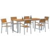 vidaXL Σέτ φαγητού για κήπο 7 pcs Γκρι και καφέ 200 x 90 x 75 cm