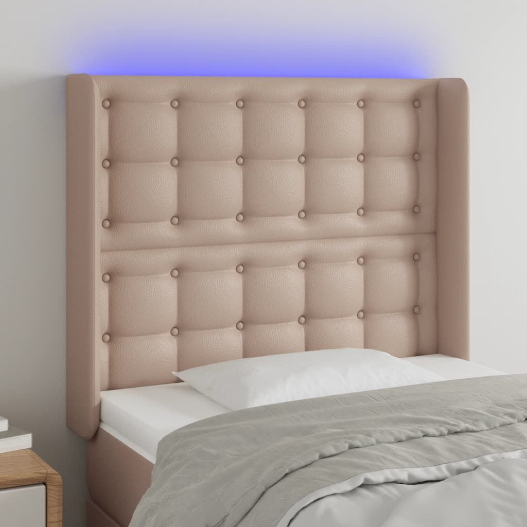 vidaXL Κεφαλάρι Κρεβατιού LED Καπουτσίνο 83x16x118/128 εκ