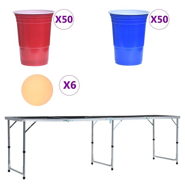 vidaXL Τραπέζι Beer Pong Πτυσσόμενο με Ποτήρια και Μπάλες 240 εκ.