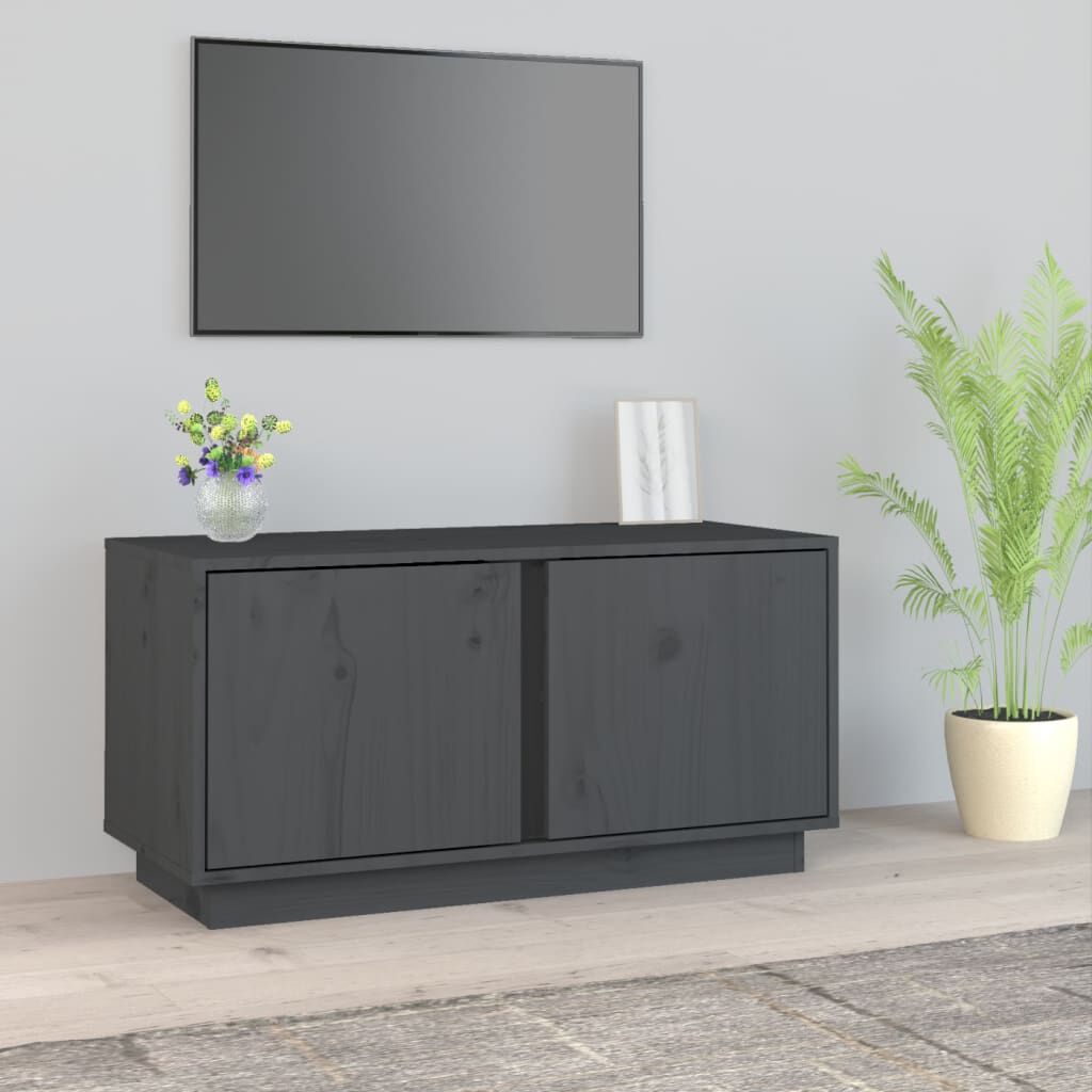 vidaXL Έπιπλο Τηλεόρασης Γκρι 80x35x40,5 εκ. από Μασίφ Ξύλο Πεύκου