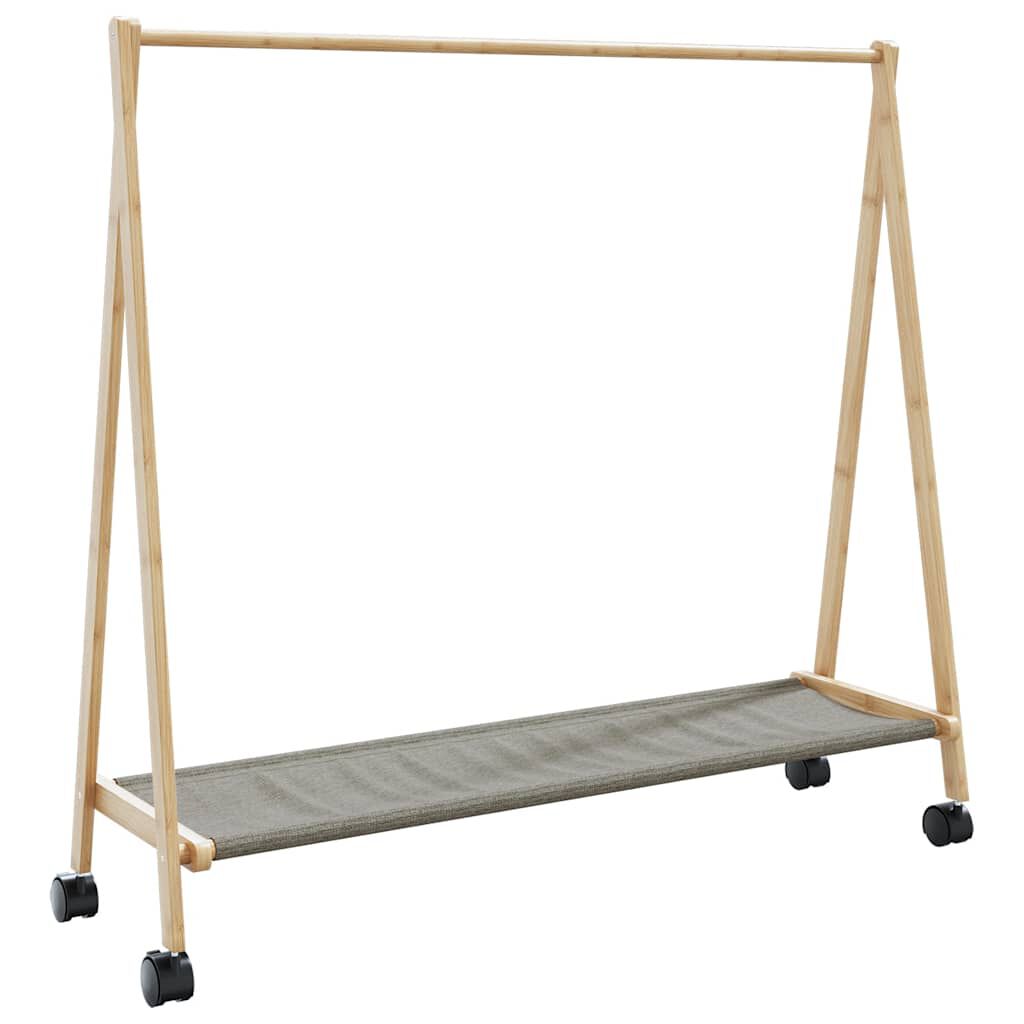 vidaXL Ράφι ρούχων με ράφια και ρόδες 106x34x106,5 cm Μπαμπού
