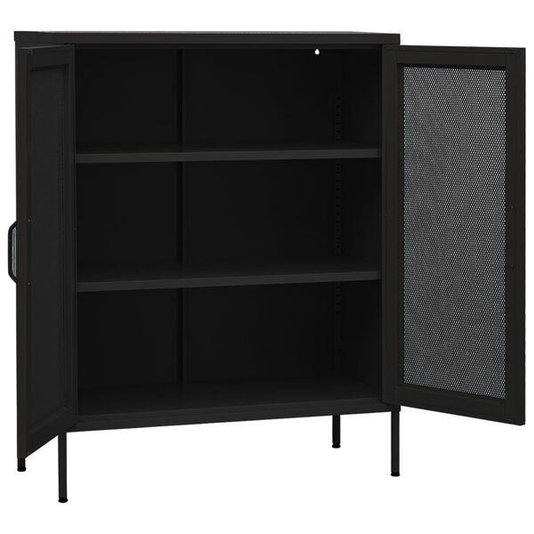 vidaXL Ντουλάπι Αποθήκευσης Μαύρο 80 x 35 x 101,5 εκ. Ατσάλινο