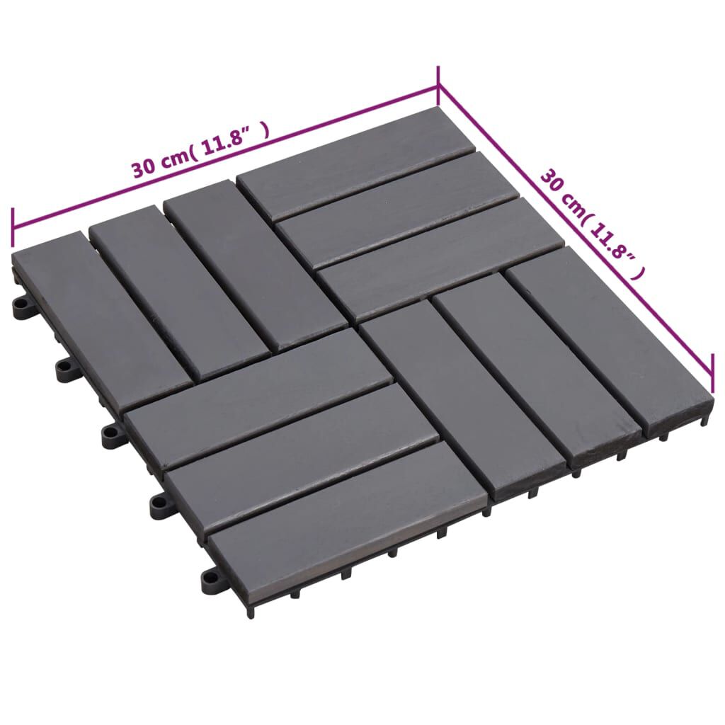 vidaXL Πλακάκια Deck 10 τεμ. Γκρι Πατίνα 30x30 εκ. Μασίφ Ξύλο Ακακίας