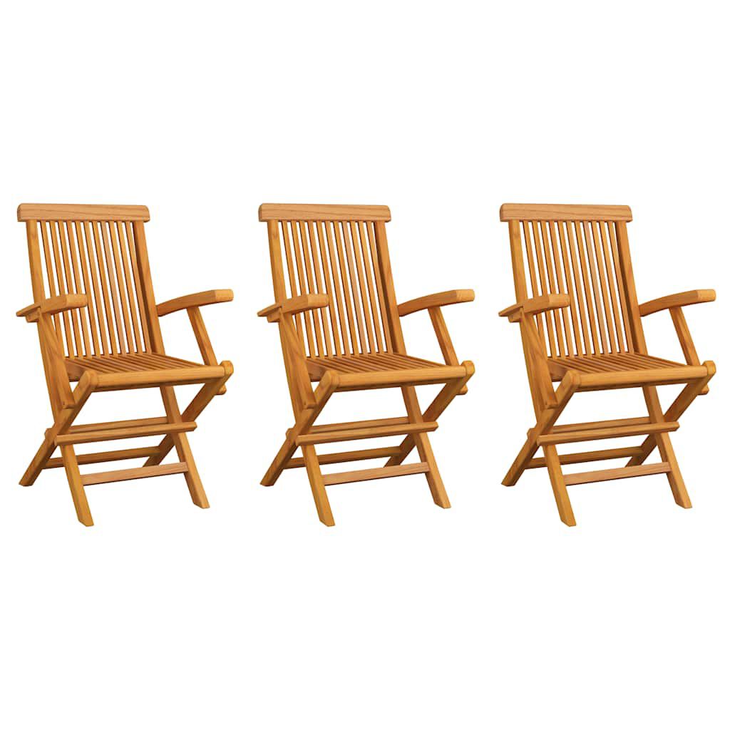 vidaXL Καρέκλες Κήπου 3 τεμ. από Μασίφ Ξύλο Teak