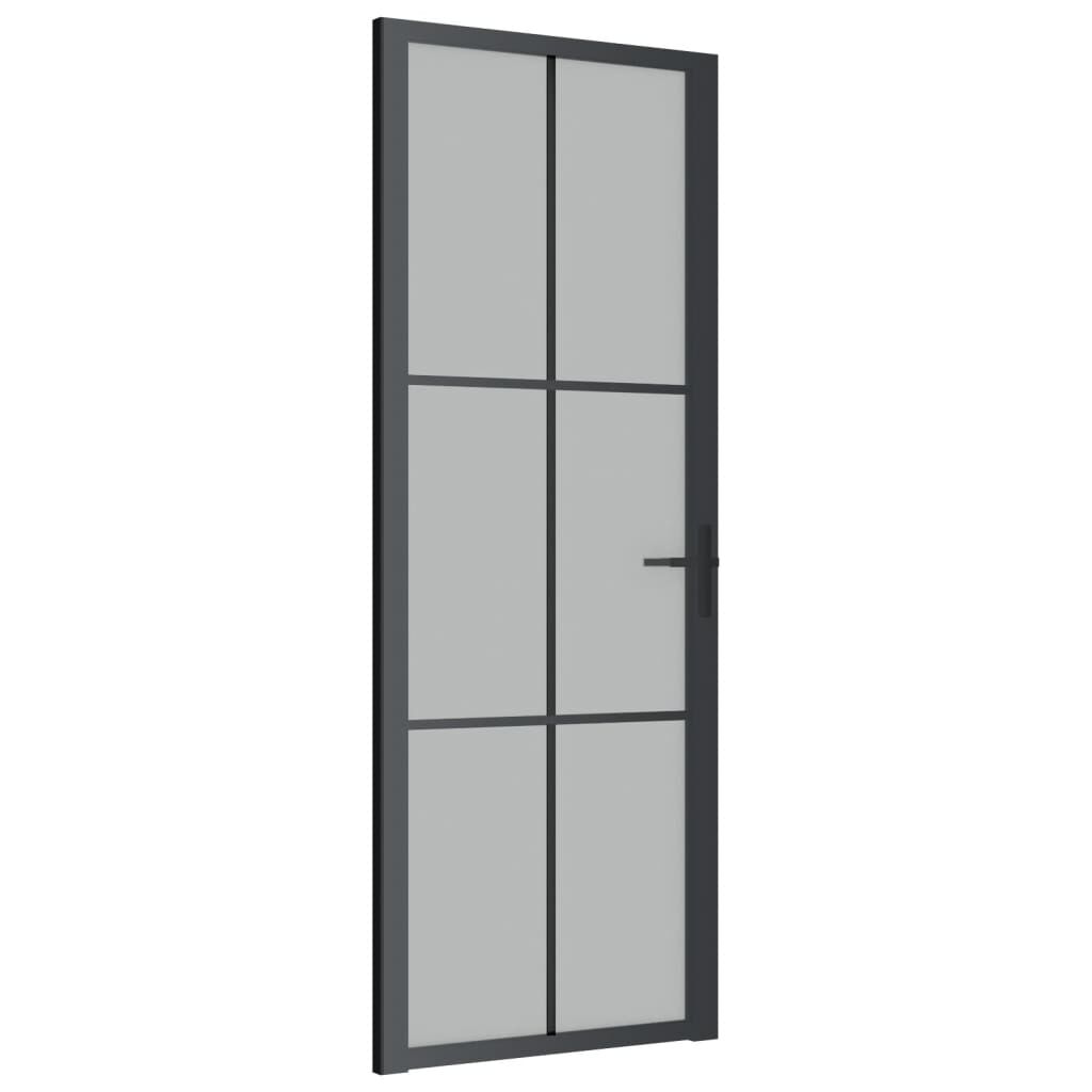vidaXL Εσωτερική Πόρτα 76x201,5 εκ. Μαύρο Ματ Γυαλί και Αλουμίνιο
