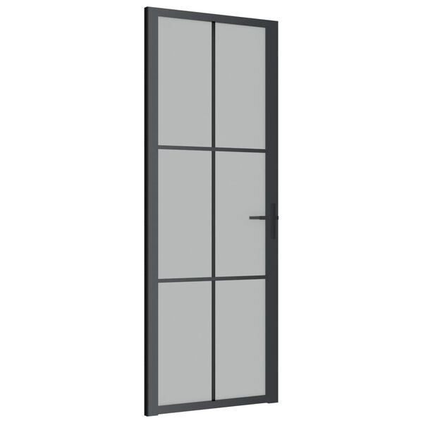 vidaXL Εσωτερική Πόρτα 76x201,5 εκ. Μαύρο Ματ Γυαλί και Αλουμίνιο