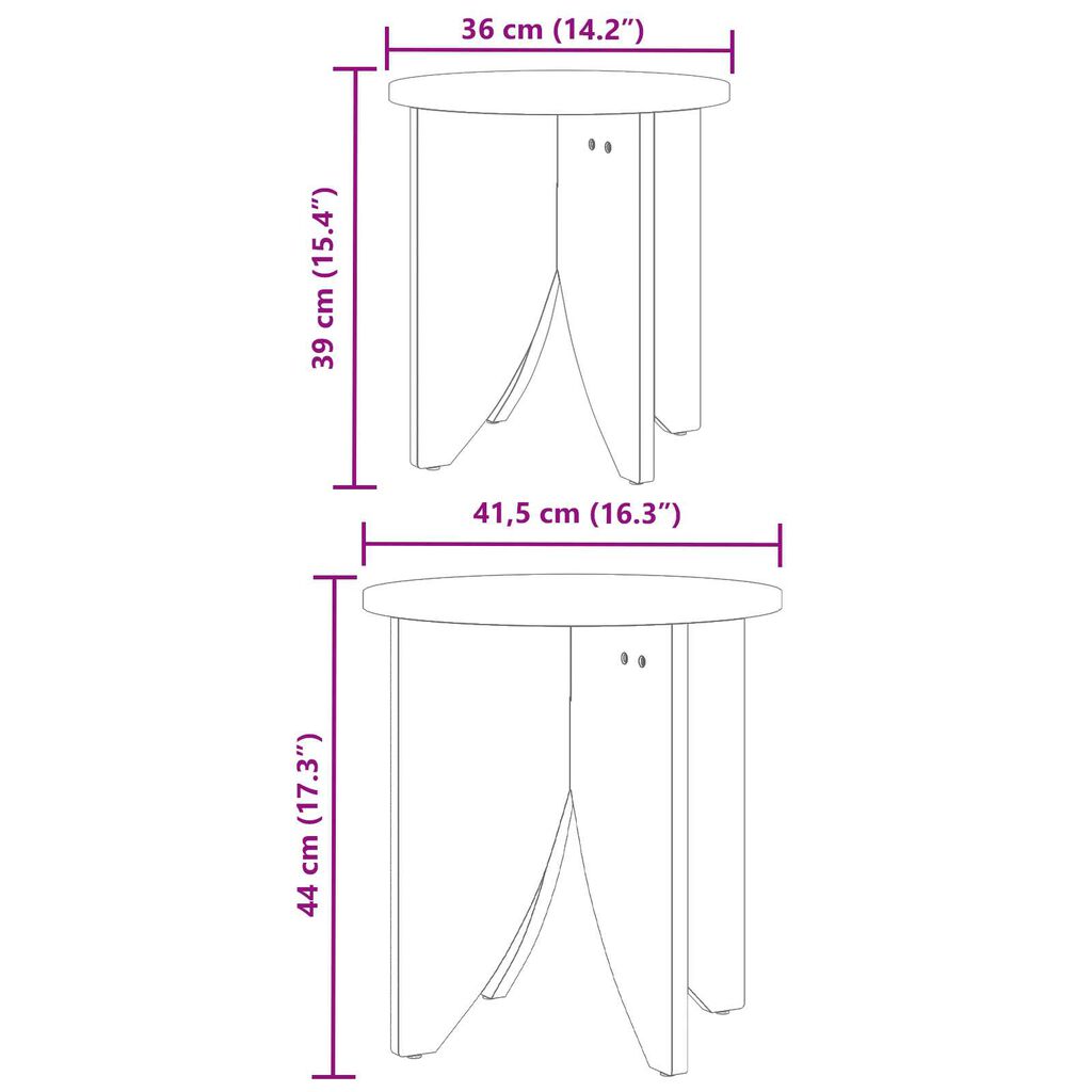 vidaXL Τραπεζάκι σαλονιού 2 pcs Φυσικό 41.5 x 41.5 x 44 cm