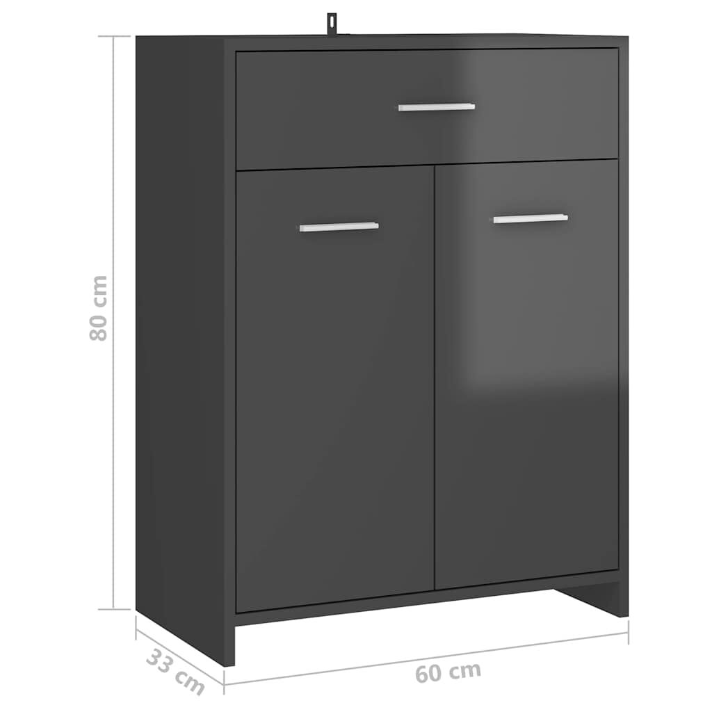 vidaXL Ντουλάπι Μπάνιου Γυαλιστερό Γκρι 60 x 33 x 80 εκ. Μοριοσανίδα