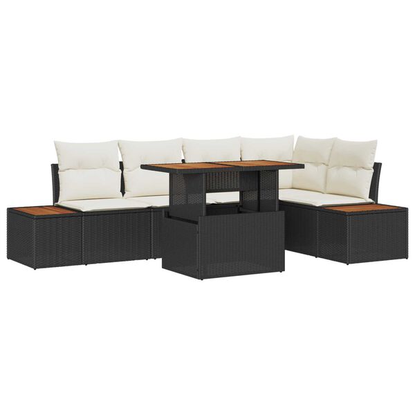 vidaXL Σετ Καναπέ Κήπου με αποθήκευση 6 pcs Μαύρο Πολυ ράταν
