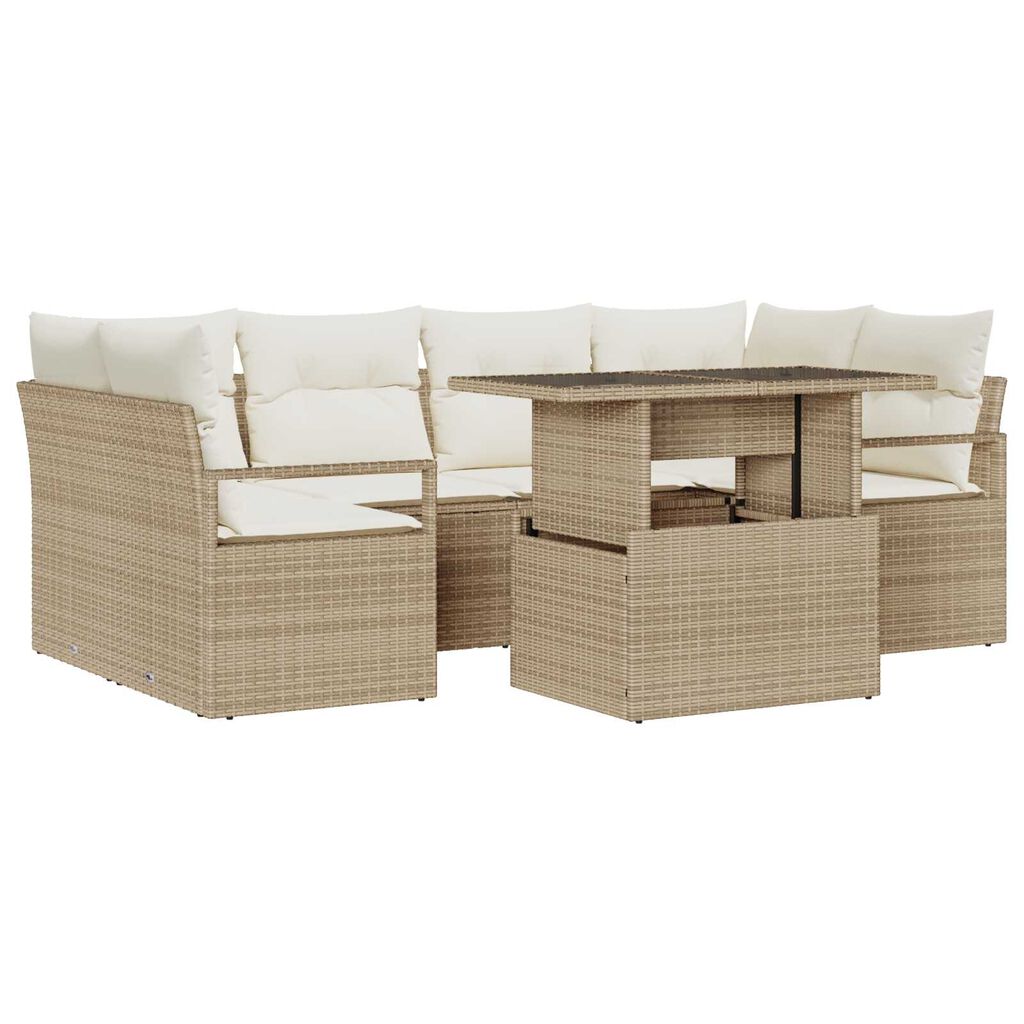 vidaXL Σετ Καναπέ Κήπου 7 pcs μπεζ και κρεμ 100 x 55 x 73 εκ