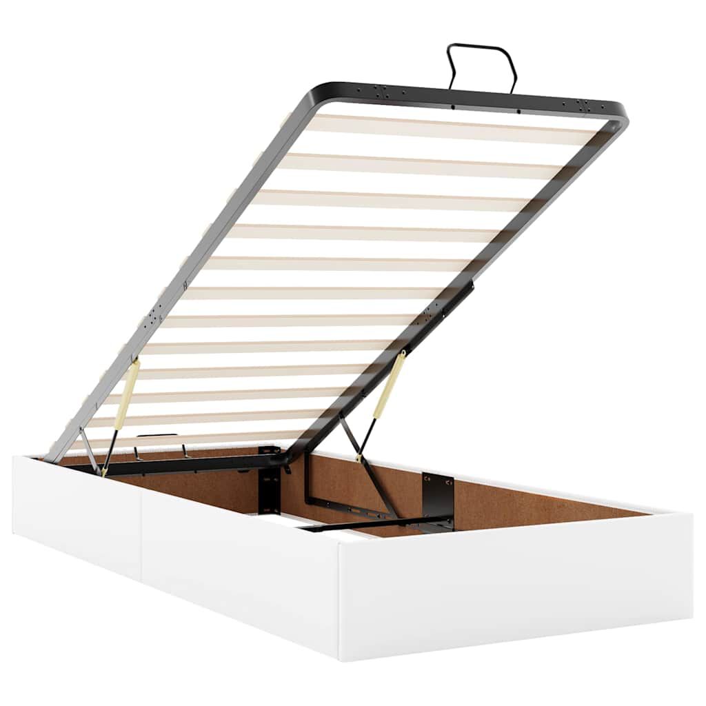 vidaXL Ottoman Κρεβάτι με στρώματα & LED Καθαρό Λευκό Faux Leather