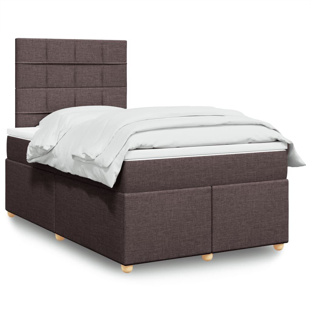 vidaXL Κρεβάτι Boxspring με Στρώμα Σκούρο Καφέ 120x190 εκ Υφασμάτινο