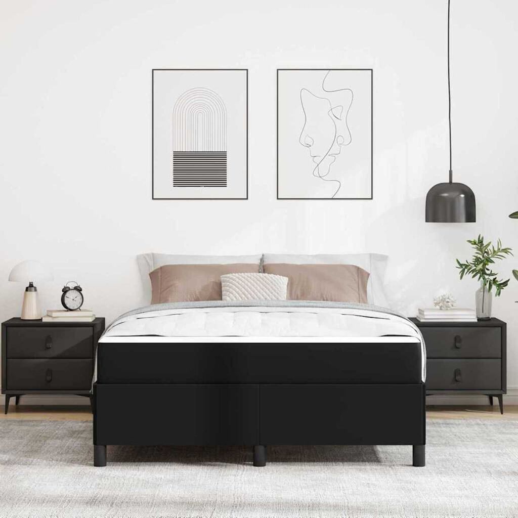 vidaXL Σκελετός κρεβατιού με στρώμα Μαύρο 140 x 190 cm Τεχνητό δέρμα