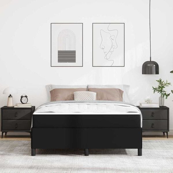 vidaXL Σκελετός κρεβατιού με στρώμα Μαύρο 140 x 190 cm Τεχνητό δέρμα