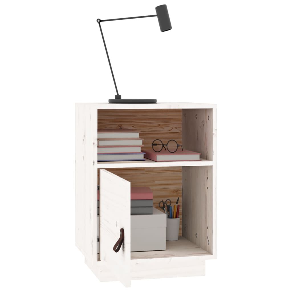 vidaXL Κομοδίνα 2 τεμ. Λευκά 40 x 34 x 55 εκ. από Μασίφ Ξύλο Πεύκου