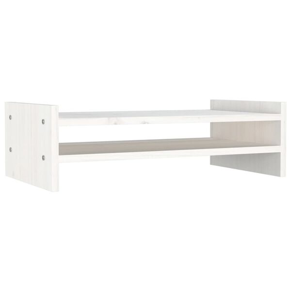 vidaXL Βάση Οθόνης Λευκή 50 x 27 x 15 εκ. από Μασίφ Ξύλο Πεύκου