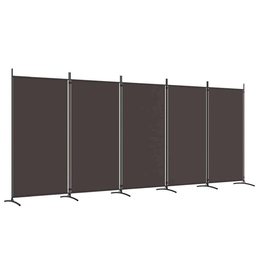 vidaXL Διαχωριστικό Δωματίου με 5 Πάνελ Καφέ 433x180 εκ. από Ύφασμα