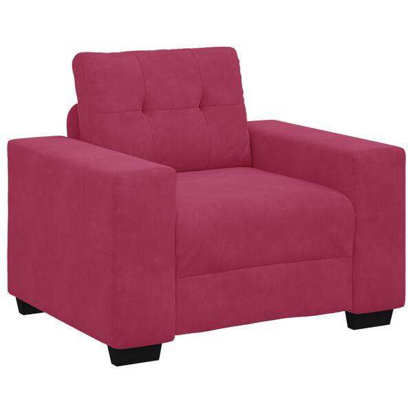 vidaXL Σετ Καναπέ με μαξιλάρι 3 pcs Κόκκινο 221 x 78 x 80 εκ Βελούδο