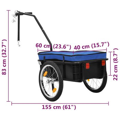 vidaXL Τρέιλερ ποδηλάτου για Φορτία Μπλε 155x60x83 εκ. Ατσάλι