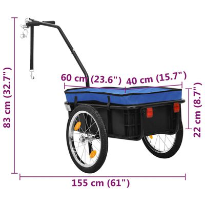 vidaXL Τρέιλερ ποδηλάτου Μπλε 155x60x83 εκ. Ατσάλι