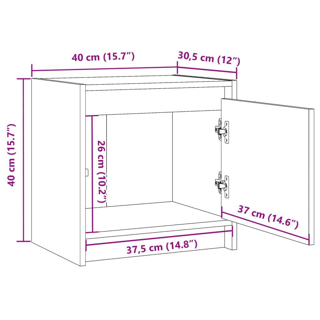 vidaXL Κομοδίνο Καφέ Μελί 40 x 30,5 x 40 εκ. από Μασίφ Ξύλο Πεύκου