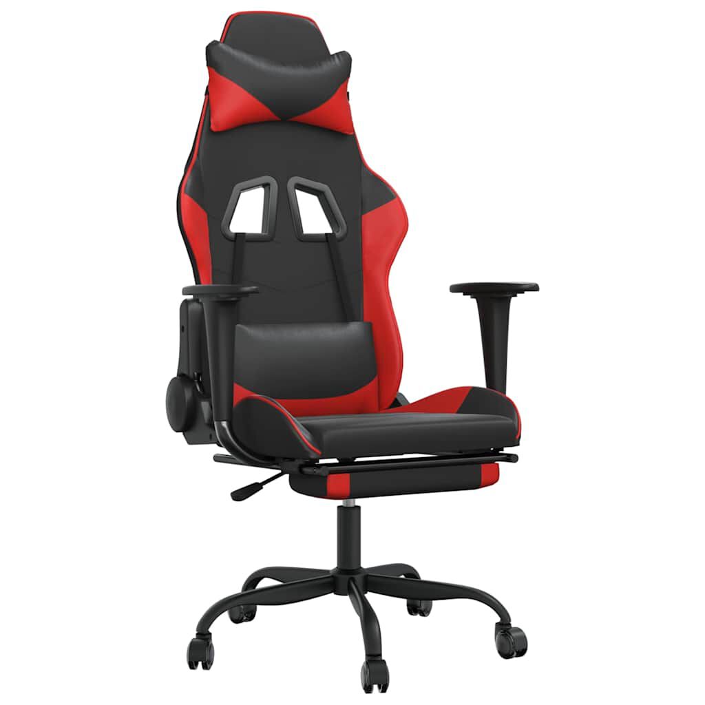 vidaXL Καρέκλα Gaming Μασάζ Υποπόδιο Μαύρο/Πράσινο από Συνθετικό Δέρμα