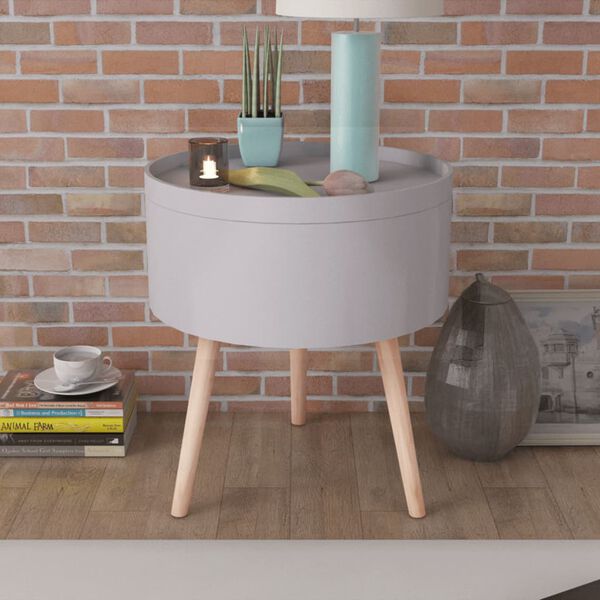 vidaXL Τραπέζι - Δίσκος Στρογγυλό Γκρι 39,5 x 44,5 εκ.