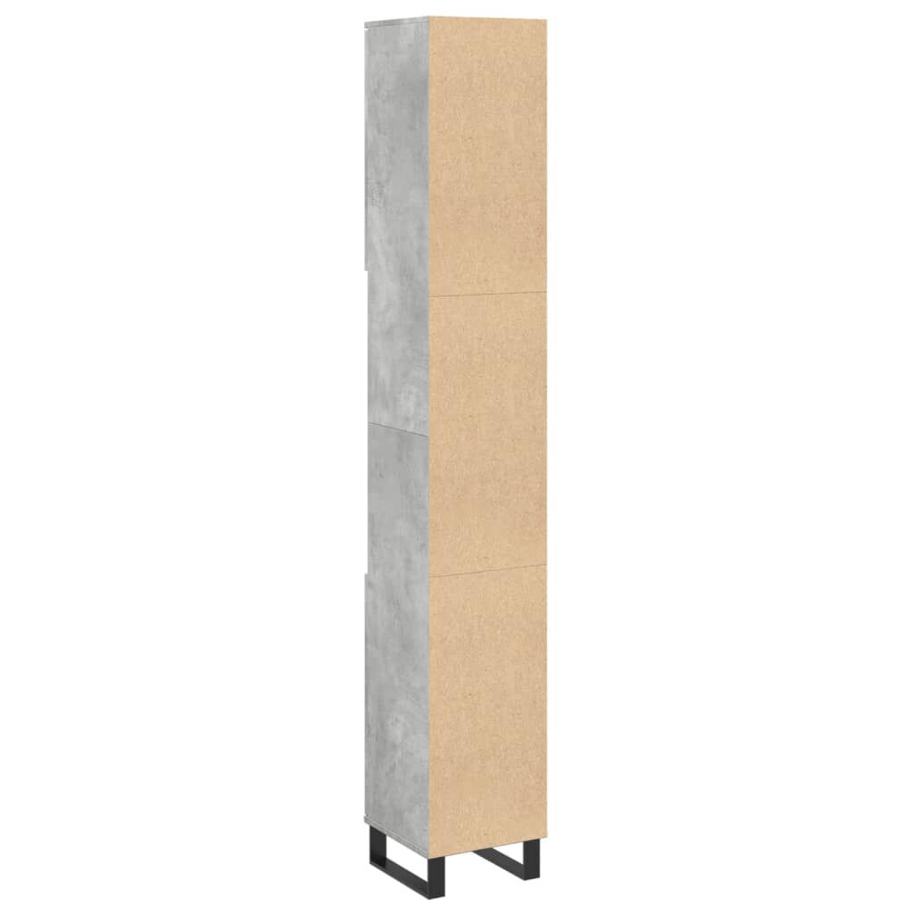 vidaXL Ντουλάπι Μπάνιου Γκρι Σκυροδέματος 30x30x190 εκ. Επεξ. Ξύλο