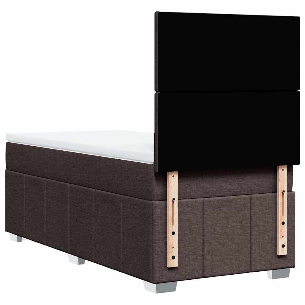 vidaXL Κρεβάτι Boxspring με Στρώμα Σκούρο Καφέ 80x200 εκ. Υφασμάτινο