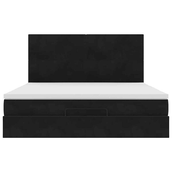 vidaXL Οθωμανικό κρεβάτι με στρώματα & LEDs Μαύρο 160x200cm Velvet