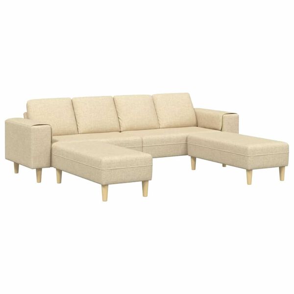 Σετ Καναπέ 3 pcs Κρεμ ύφασμα