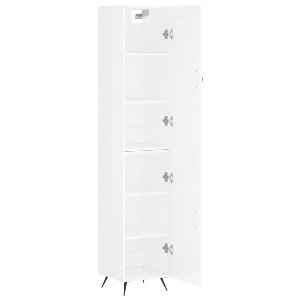 vidaXL Ντουλάπι Γυαλ. Λευκό 34,5 x 34 x 180 εκ. από Επεξεργασμένο Ξύλο