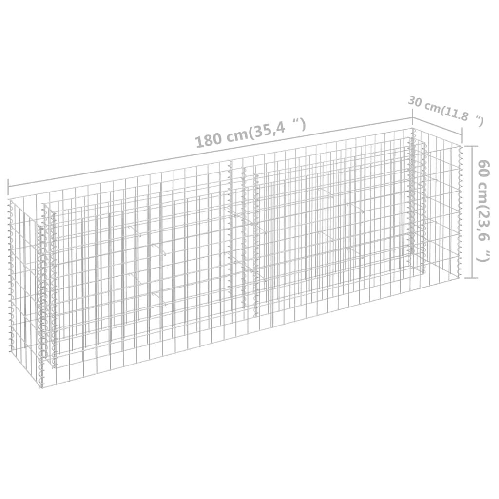 vidaXL Συρματοκιβώτιο-Γλάστρα Υπερυψωμένη 180x30x60 εκ. Γαλβ. Χάλυβας