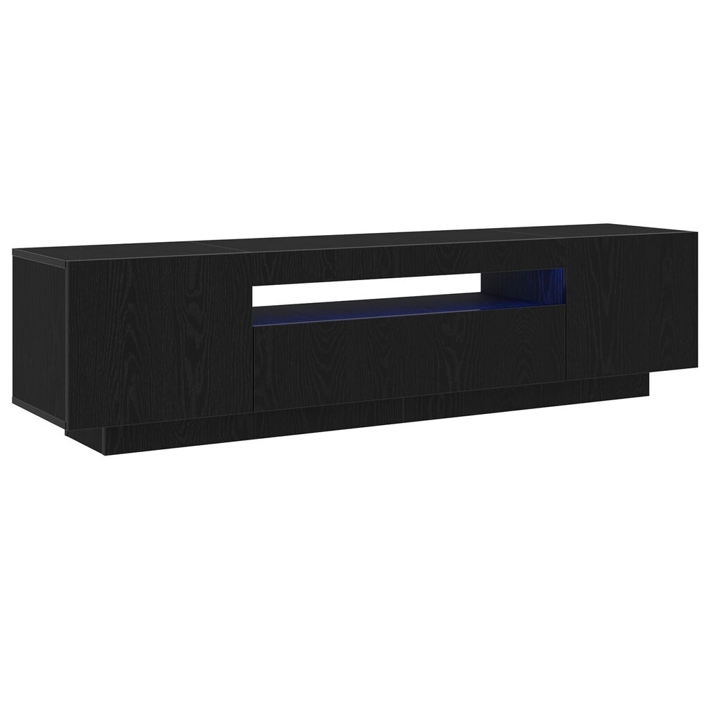 vidaXL Κάδος τηλεόρασης με LED φώτα, Μαύρο Δρυς, 160x35x40 εκ., από επεξεργασμένο ξύλο