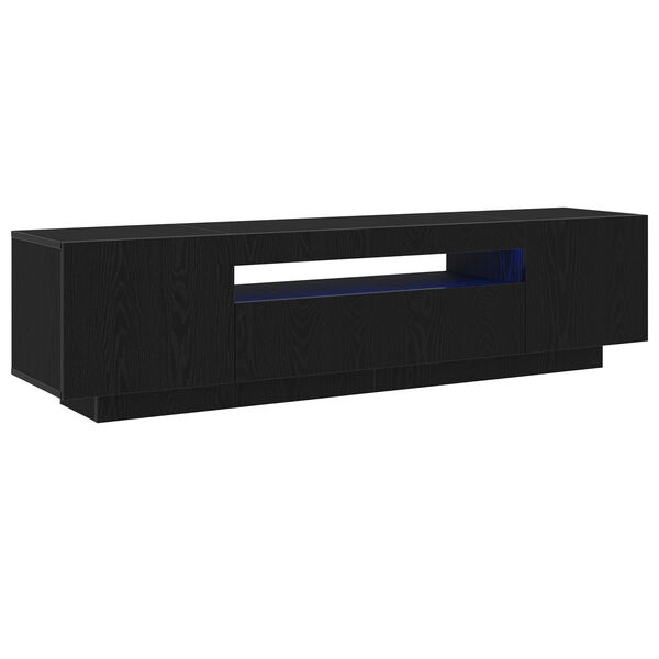 vidaXL Κάδος τηλεόρασης με LED φώτα, Μαύρο Δρυς, 160x35x40 εκ., από επεξεργασμένο ξύλο