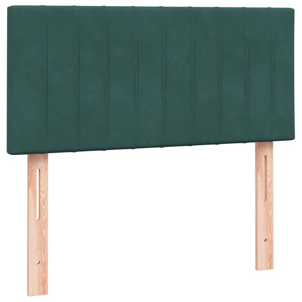 vidaXL Box Spring κρεβάτι με στρώμα σκούρο πράσινο 90x220 cm Velvet