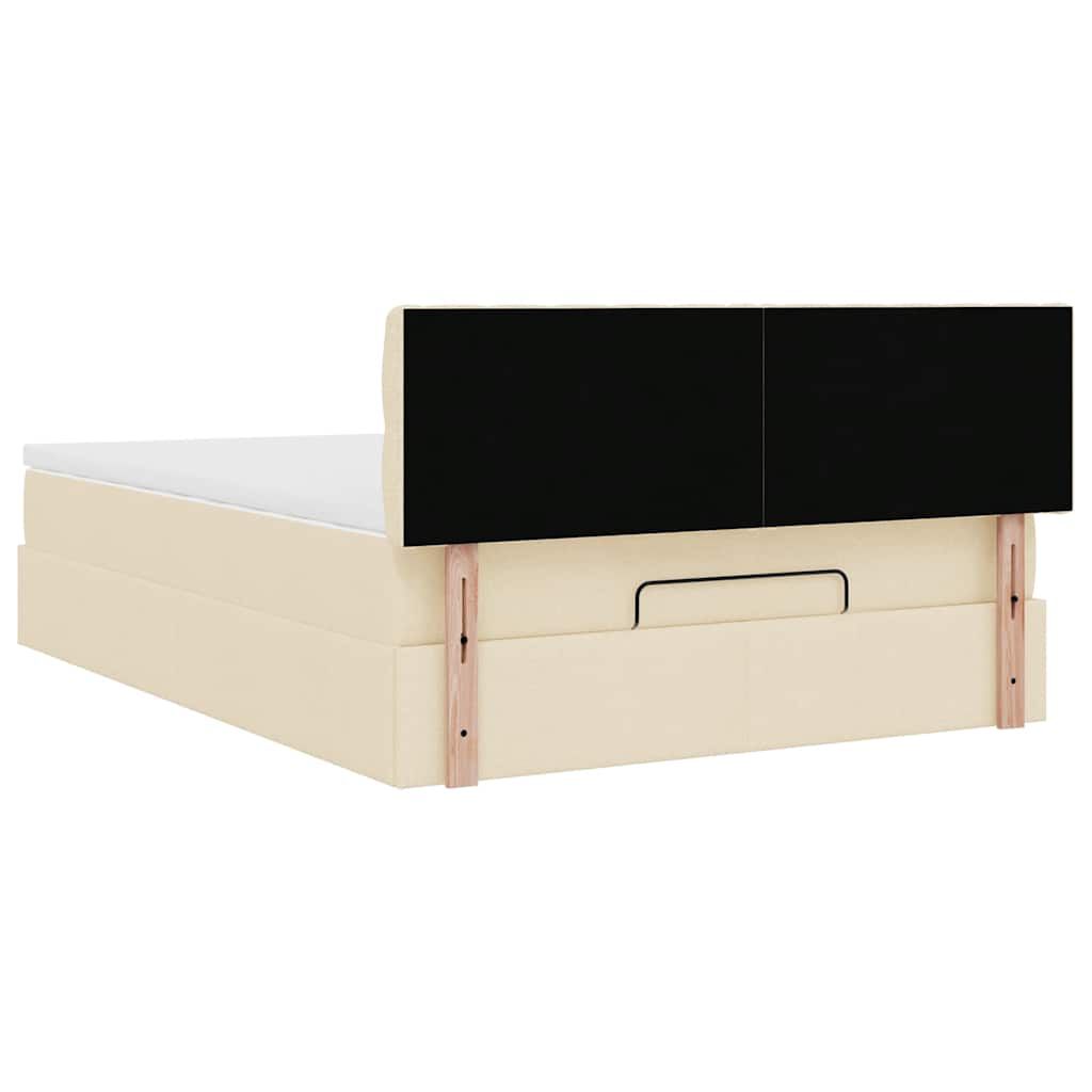 vidaXL Οθωμανικό κρεβάτι με στρώμα Cream 140x200cm ύφασμα