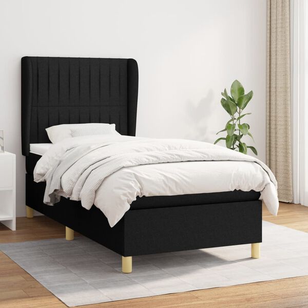 vidaXL &Kappa;&rho;&epsilon;&beta;ά&tau;&iota; Boxspring &mu;&epsilon; &Sigma;&tau;&rho;ώ&mu;&alpha; &Mu;&alpha;ύ&rho;&omicron; 90x200 &epsilon;&kappa;. &Upsilon;&phi;&alpha;&sigma;&mu;ά&tau;&iota;&nu;&omicron;