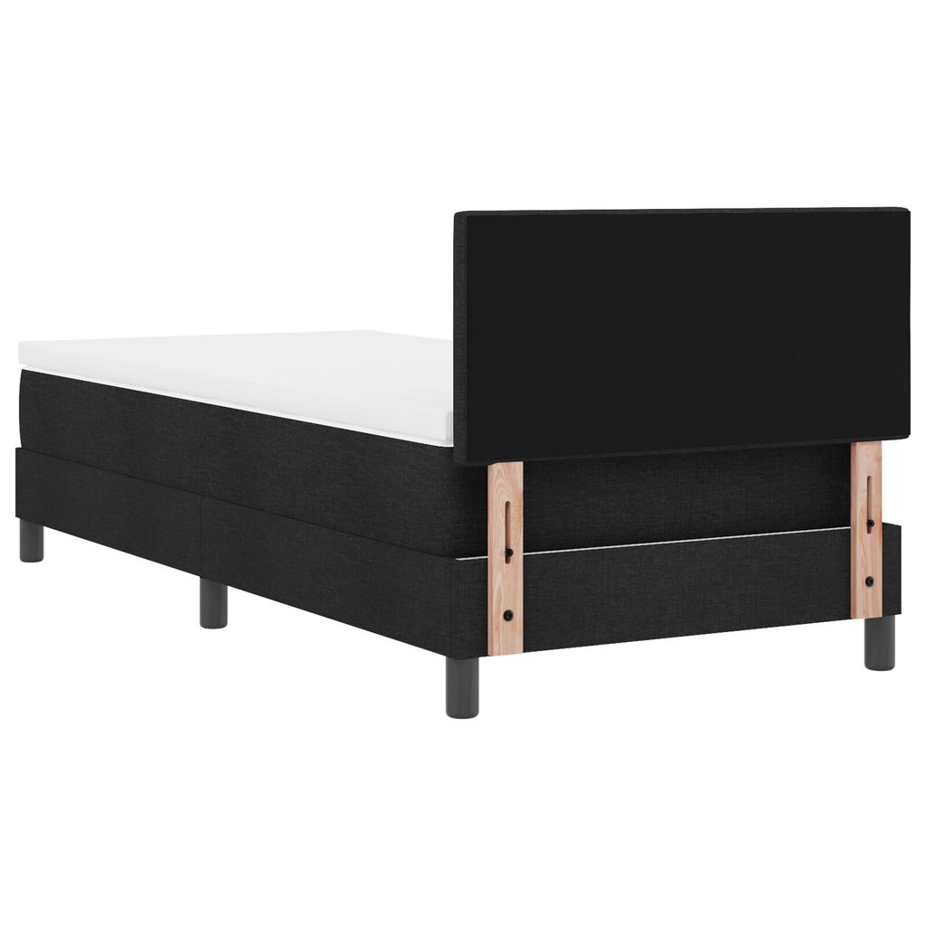 vidaXL Κρεβάτι Box Spring με Ματ ΚΑΙ LED Μαύρο 90x200 εκ Ύφασμα