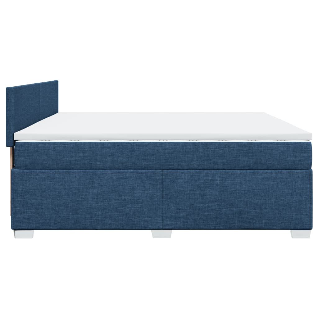 vidaXL Κρεβάτι Boxspring με Στρώμα Μπλε 200x200 εκ. Υφασμάτινο
