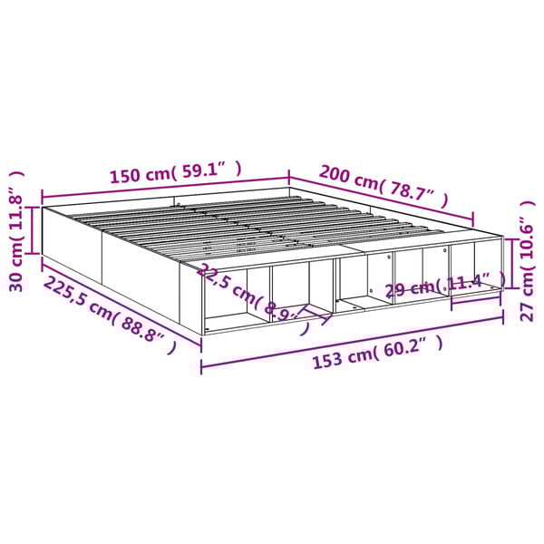 vidaXL Πλαίσιο Κρεβατιού Λευκό 160x200 εκ. Επεξεργασμένο Ξύλο