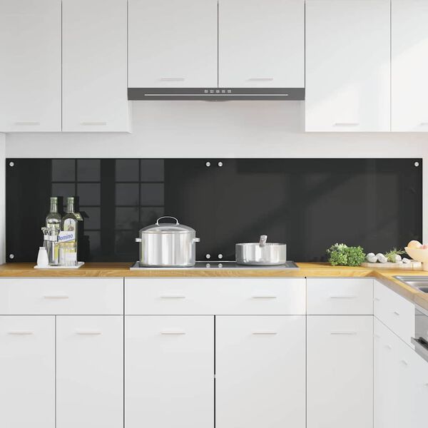 vidaXL Πίσω Πάνελ Κουζίνας Μαύρο 100 x 50 cm σκληρυμένο γυαλί