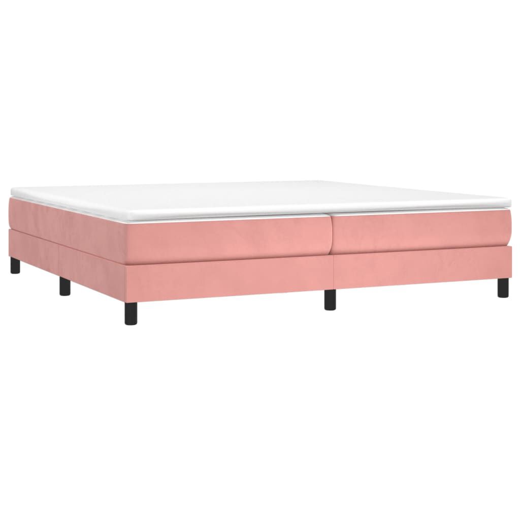 vidaXL Κρεβάτι Boxspring με Στρώμα Ροζ 200x200 εκ. Βελούδινο