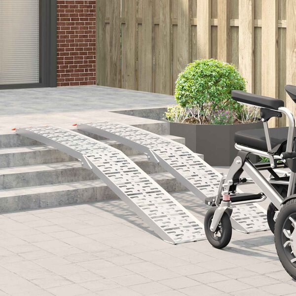 vidaXL Ράμπα Φόρτωσης 2 pcs Ασημί 222 x 29 x 14 εκ. Αλουμίνιο