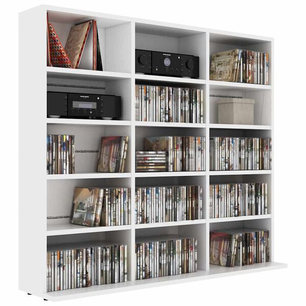 vidaXL Έπιπλο για CD Λευκό 100 x 23 x 89,5 εκ. από Επεξ. Ξύλο