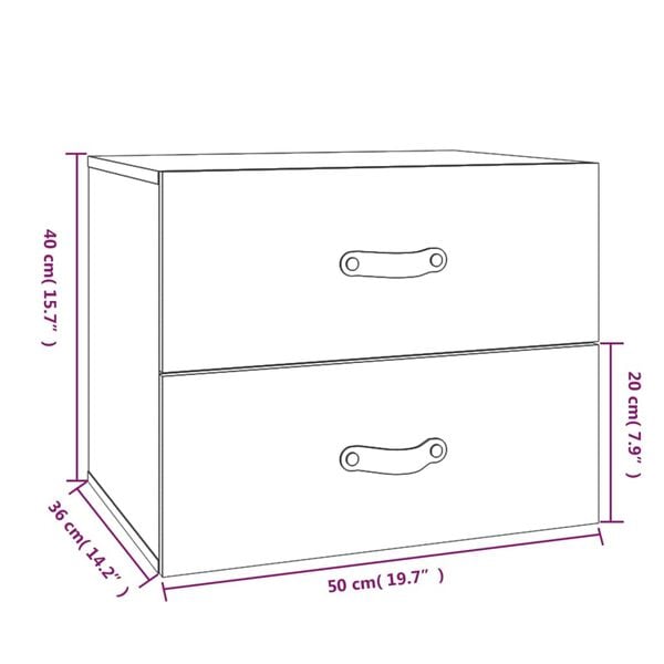 vidaXL Κομοδίνo Επιτοίχιo Καφέ Μελί 50 x 36 x 40 εκ.